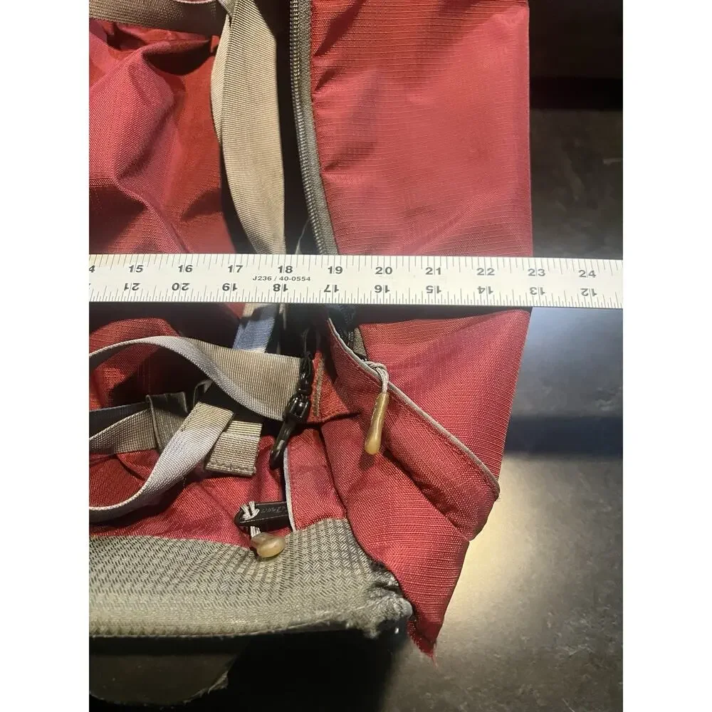LL Bean Deluxe Rolling Wheeled Bag Travel Luggage Red Burgundy Trip Nylon Large